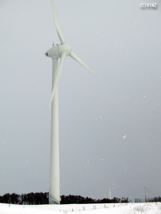 雪景色 北海道　道北 苫前 苫前グリーンヒルウィンドパーク 苫前ウィンビラ発電所 風車群